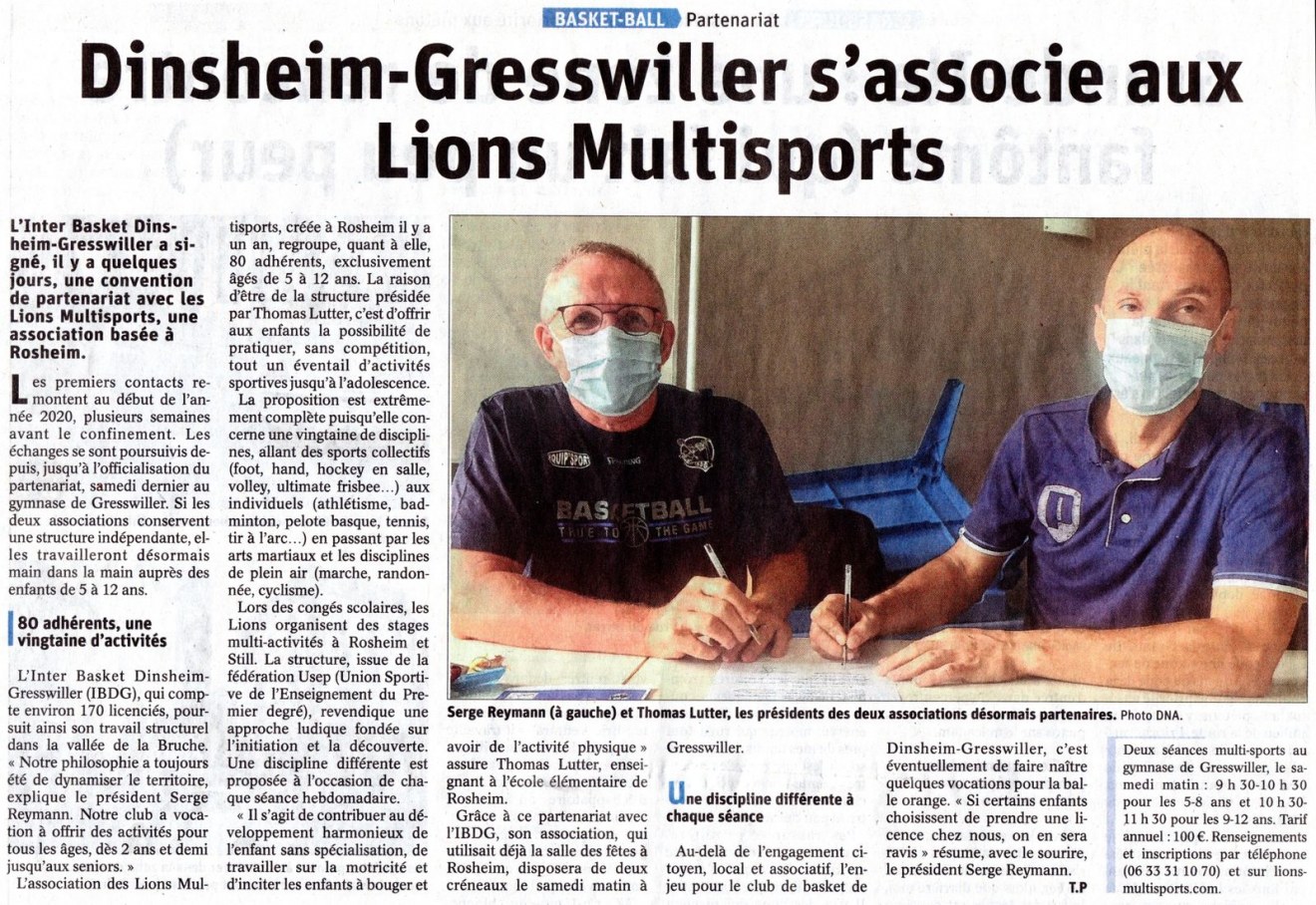 2020-08 DNA IDBG s'associe aux Lions Multisports